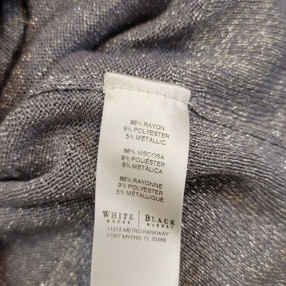 White House Black Market Gray Metallic Shimmer Embellished Cardigan Size Small - Picture 4 of 10